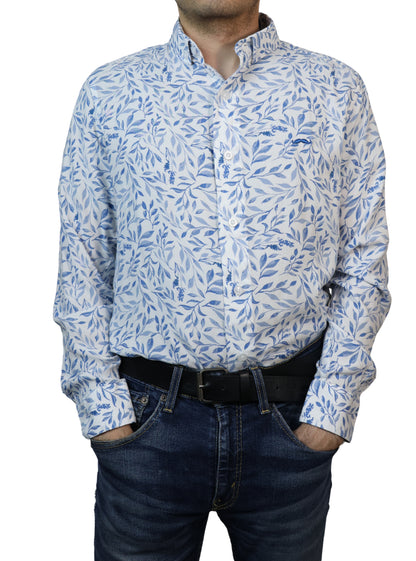 Camisa slim fit - Azul claro estampado