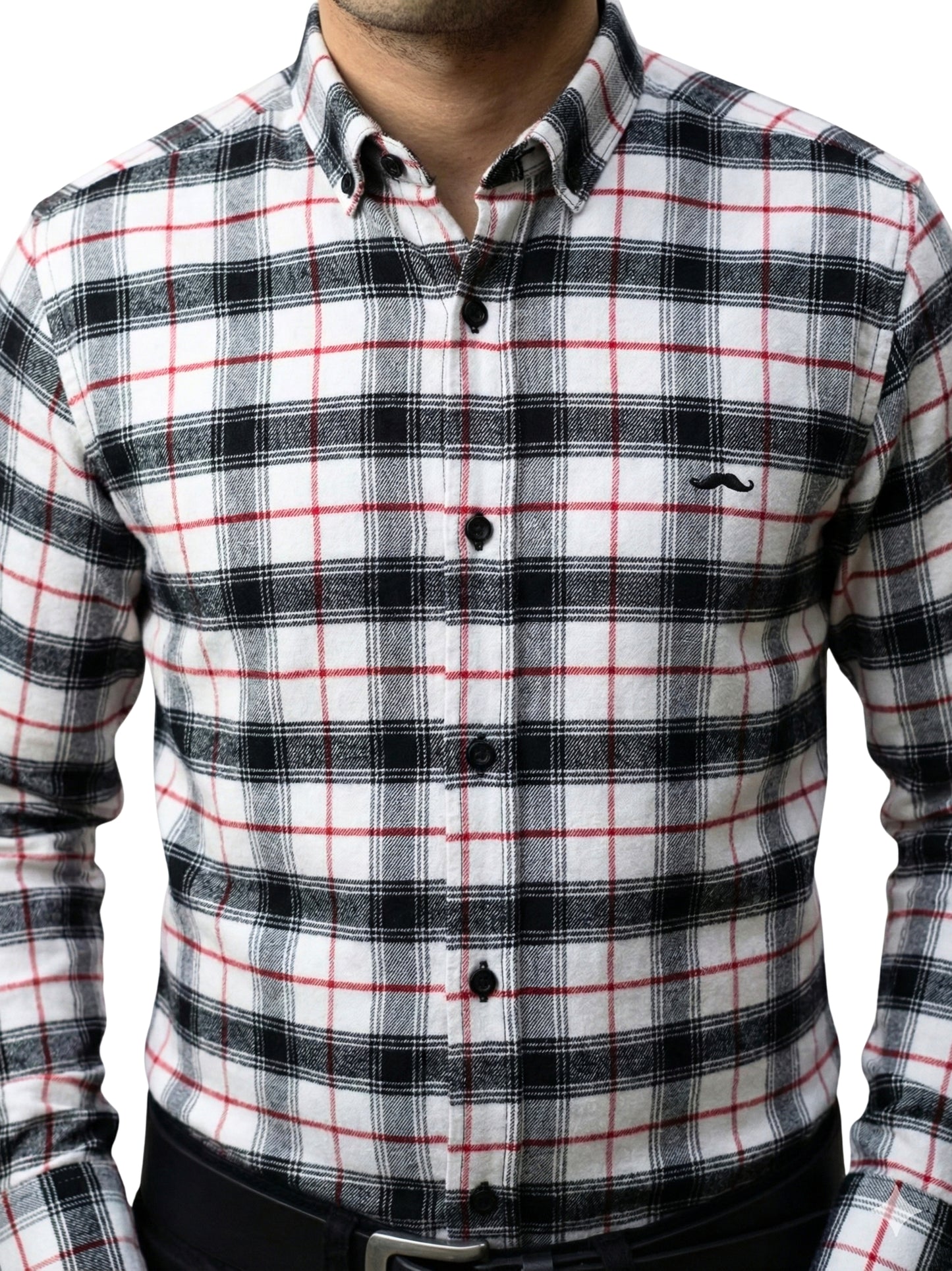 Camisa de franela slim fit - Cuadro blanco