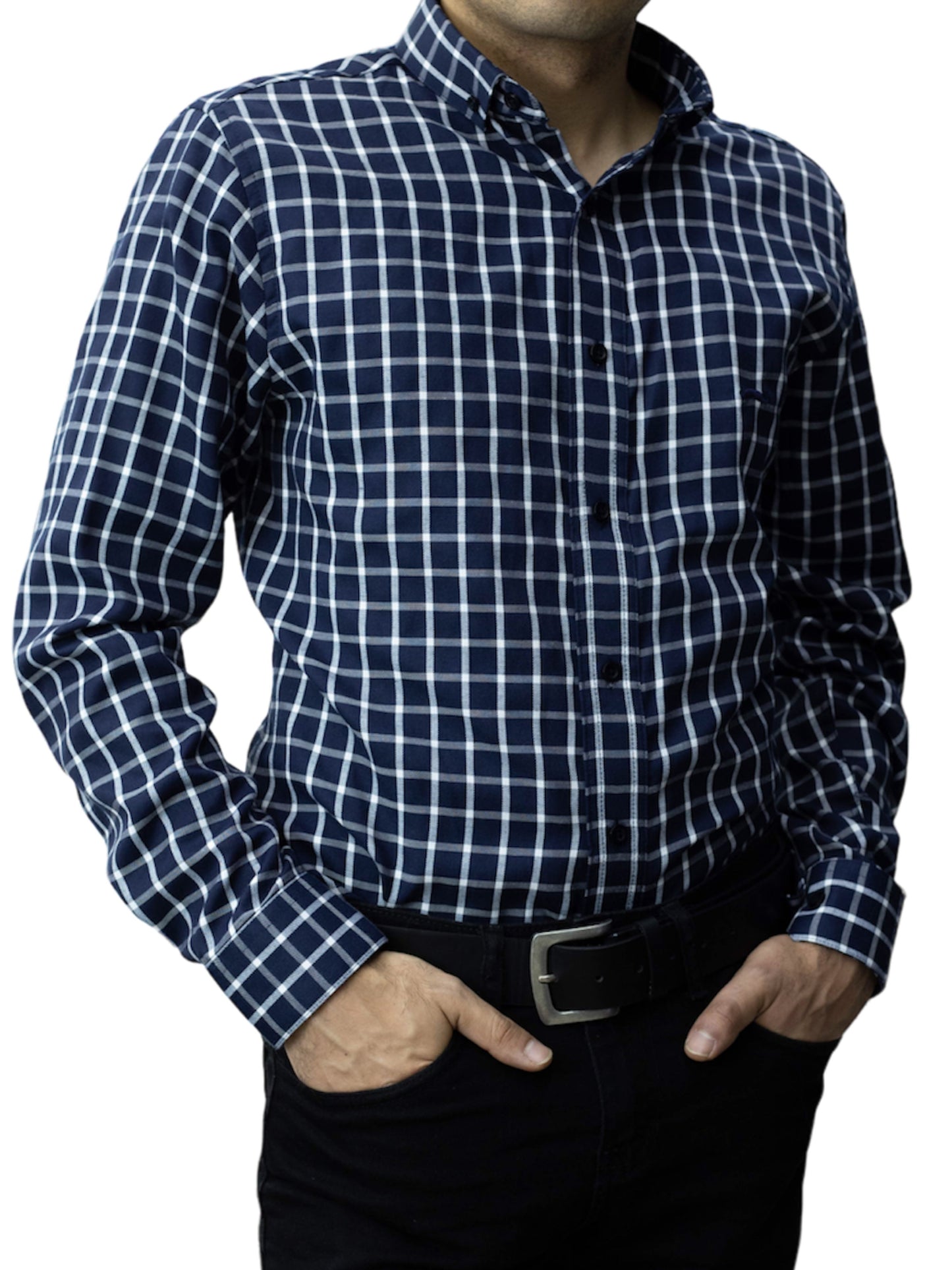 Camisa slim fit - Cuadro azul marino