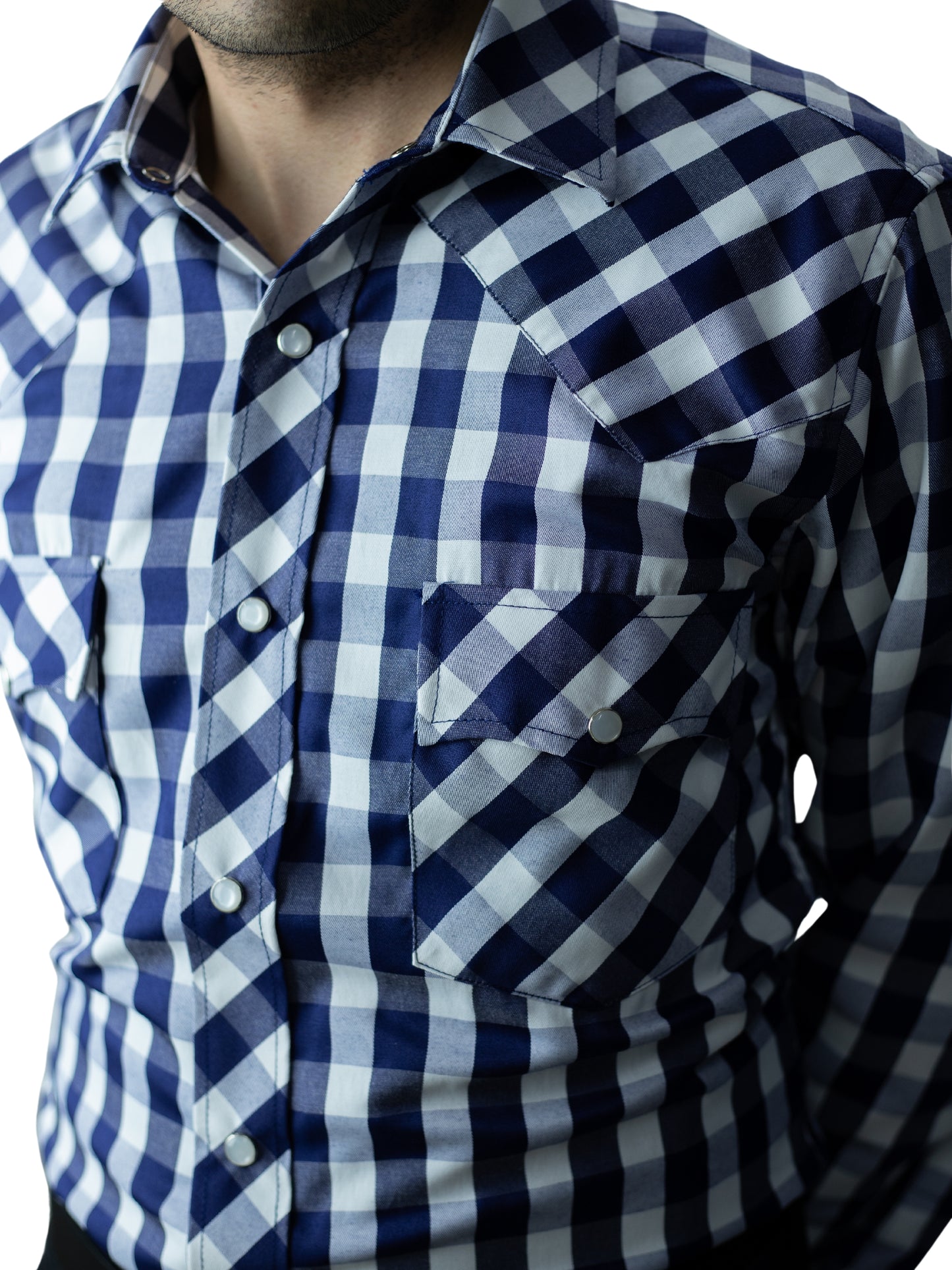 Camisa vaquera slim fit - Cuadro azul