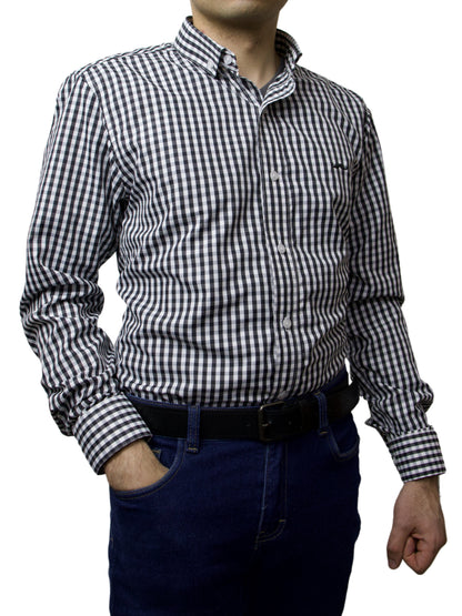 Camisa slim fit - Cuadro negro