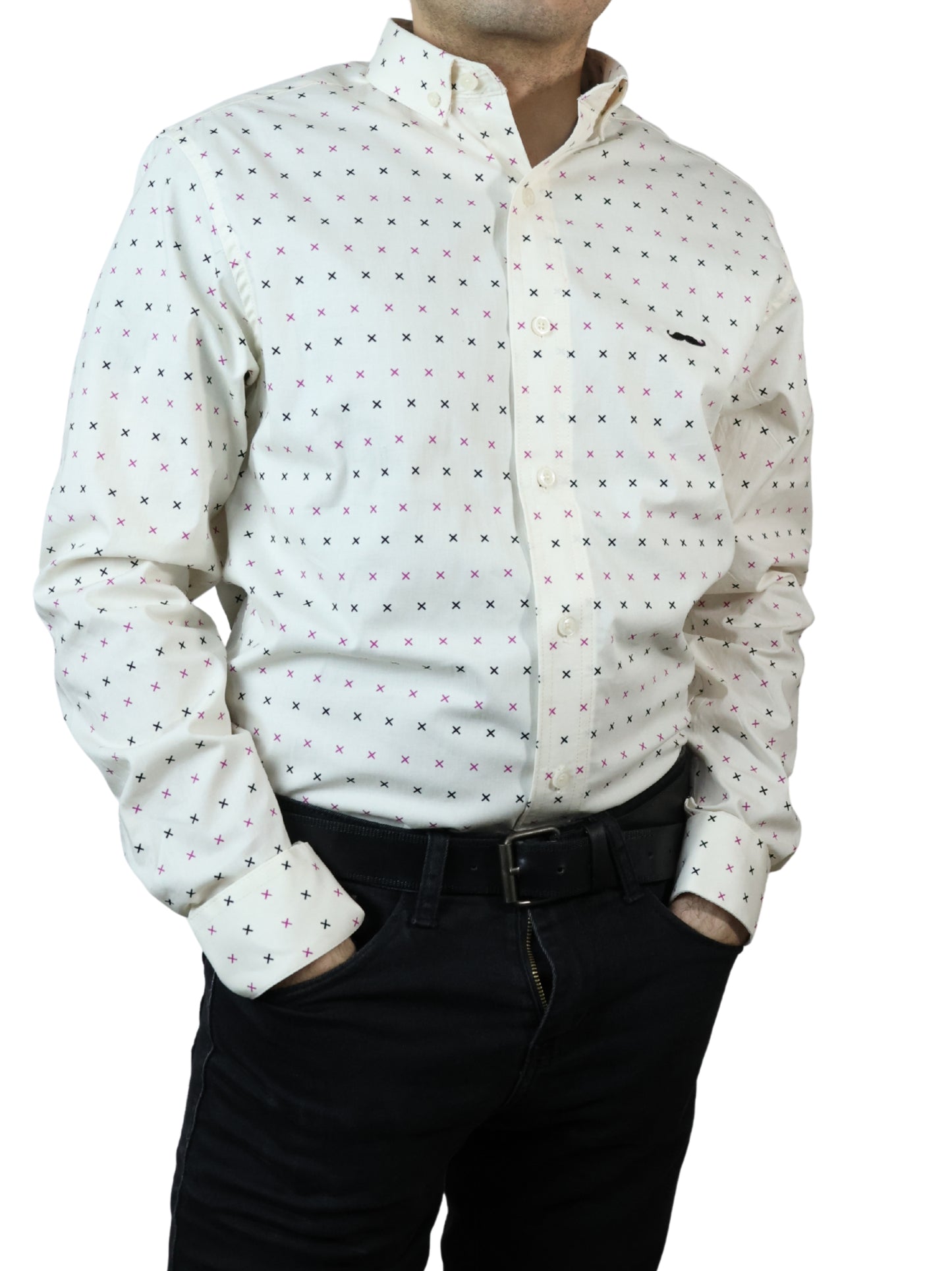 Camisa slim fit - Estampado beige