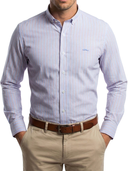 Camisa slim fit - Rayas azul claro