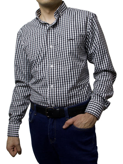 Camisa slim fit - Cuadro negro