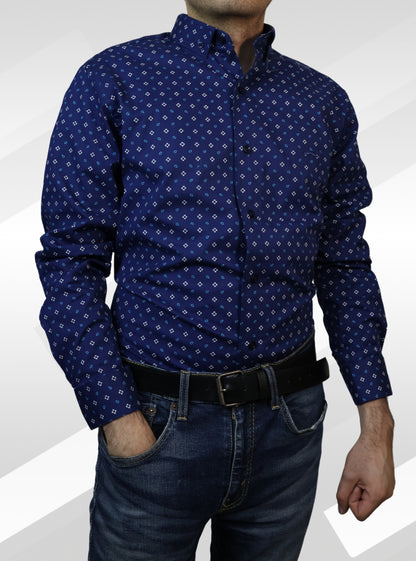 Camisa slim fit - Marino estampado