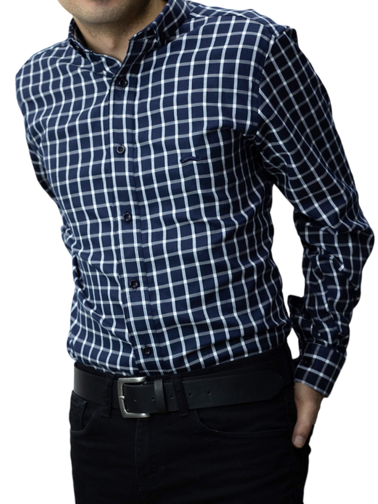 Camisa slim fit - Cuadro azul marino