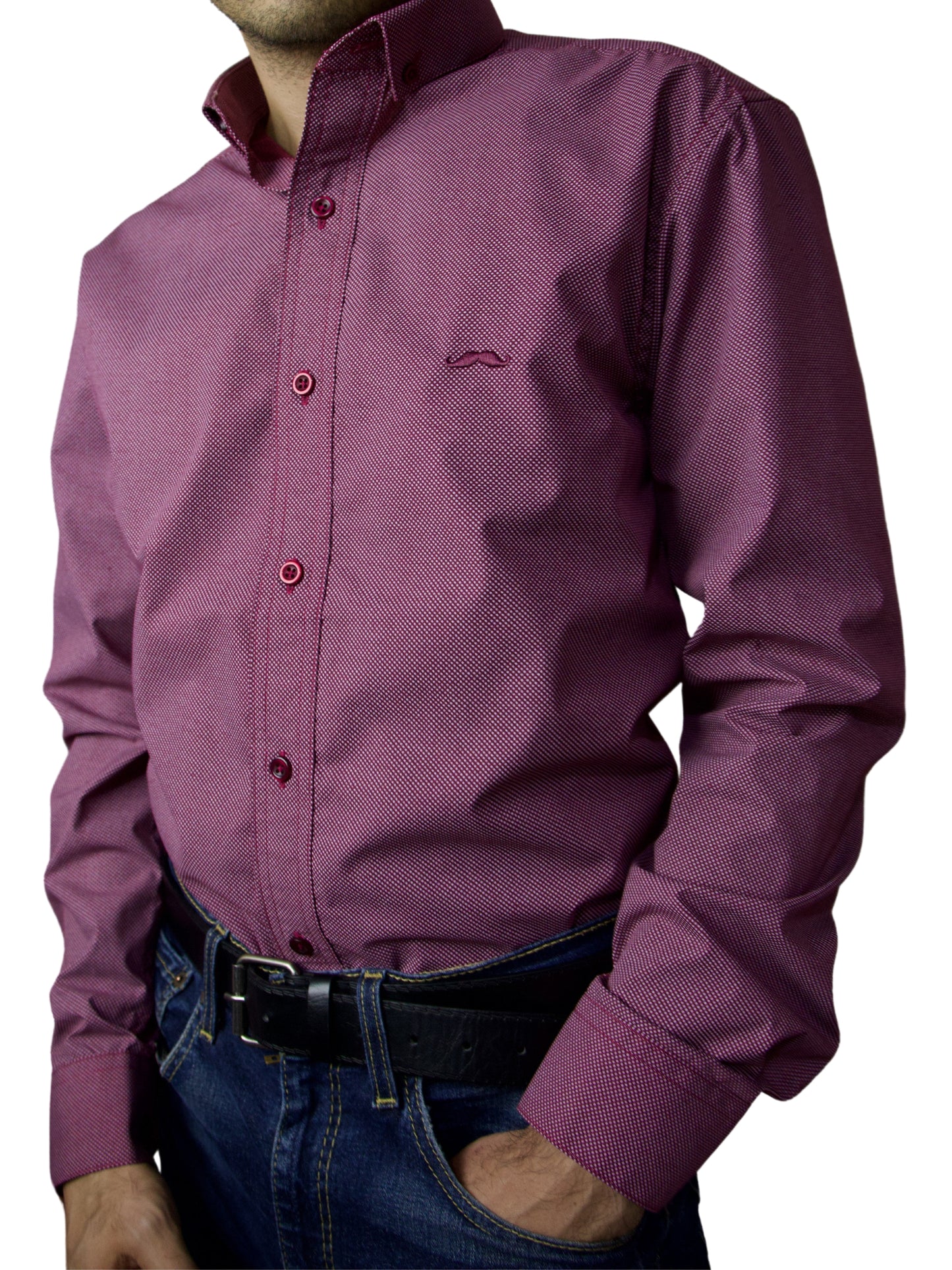 Camisa slim fit - Vino clásico