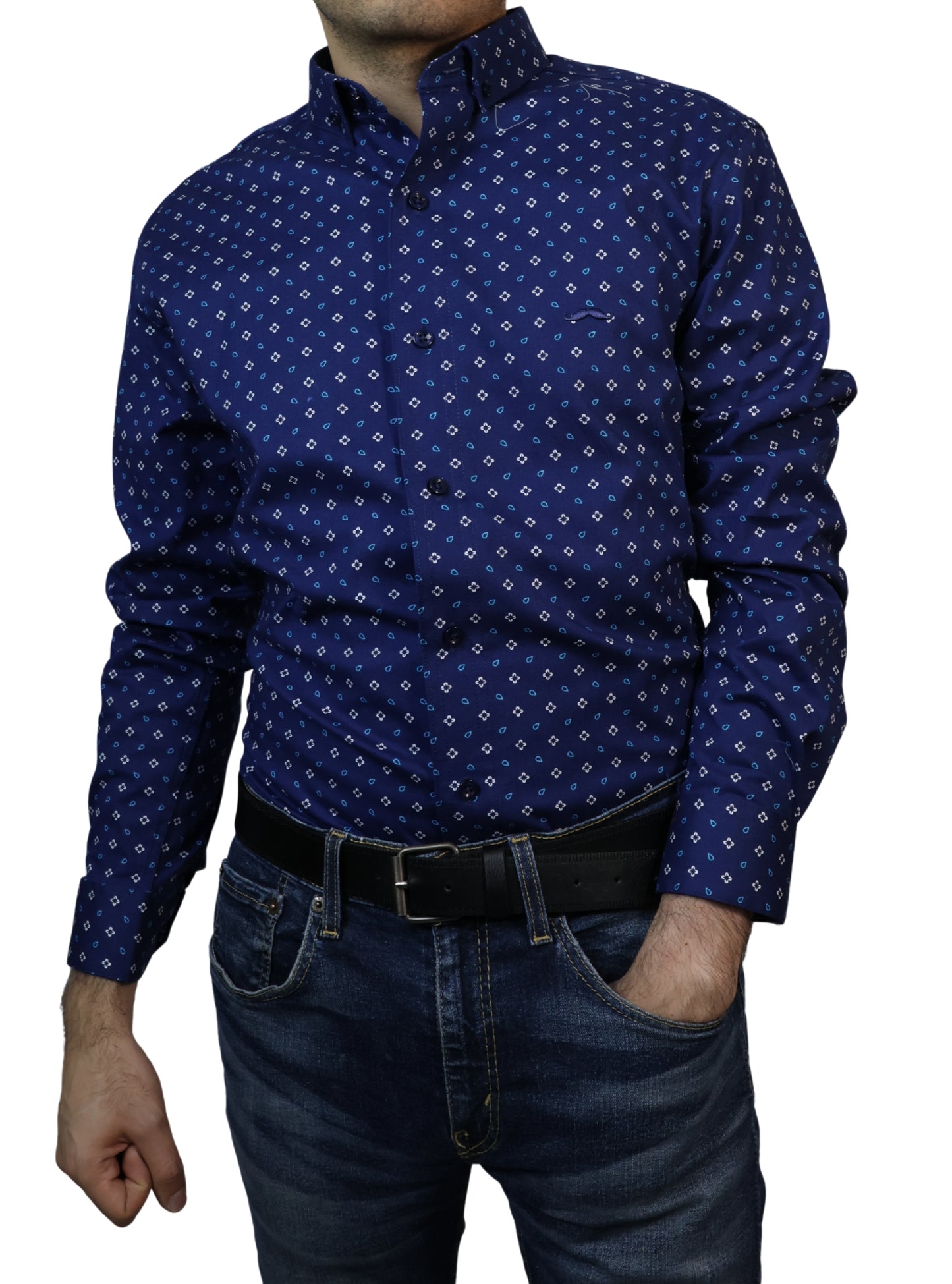 Camisa slim fit - Marino estampado