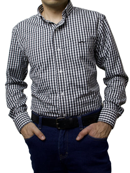 Camisa slim fit - Cuadro negro