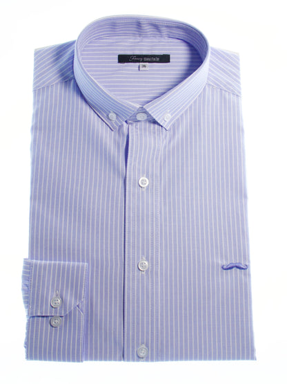 Camisa slim fit - Rayas blanco y azul