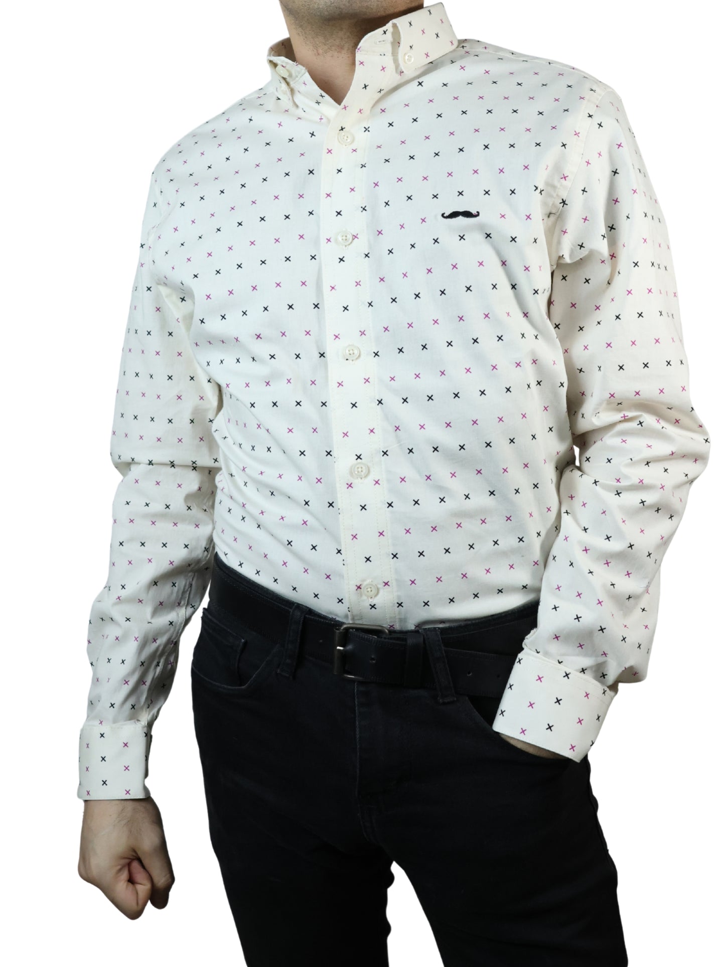 Camisa slim fit - Estampado beige