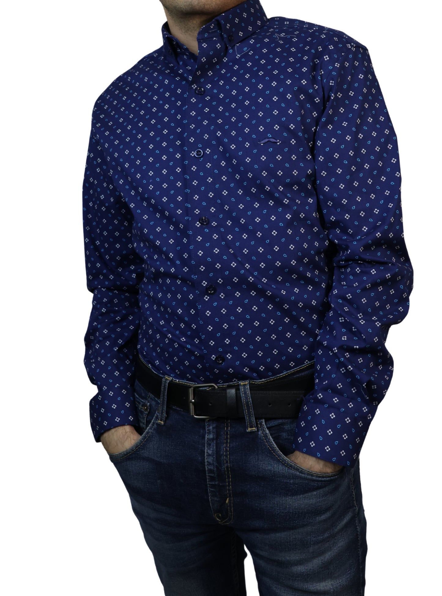 Camisa slim fit - Marino estampado