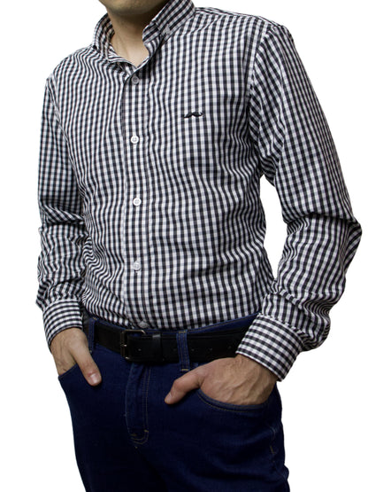 Camisa slim fit - Cuadro negro