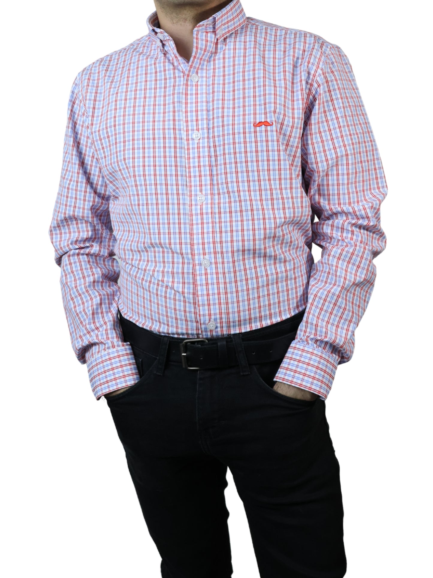 Camisa slim fit - Cuadrilla rojo y azul