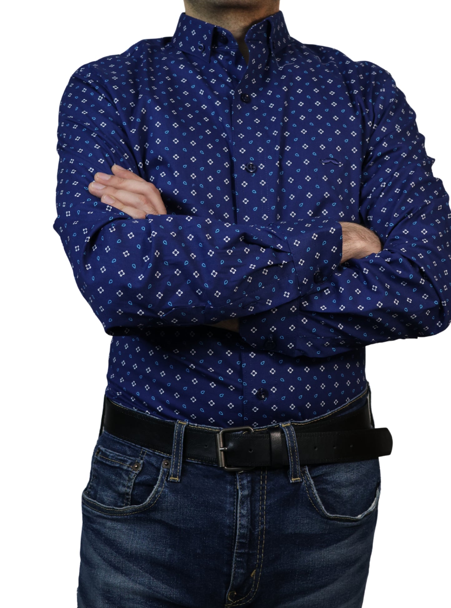 Camisa slim fit - Marino estampado
