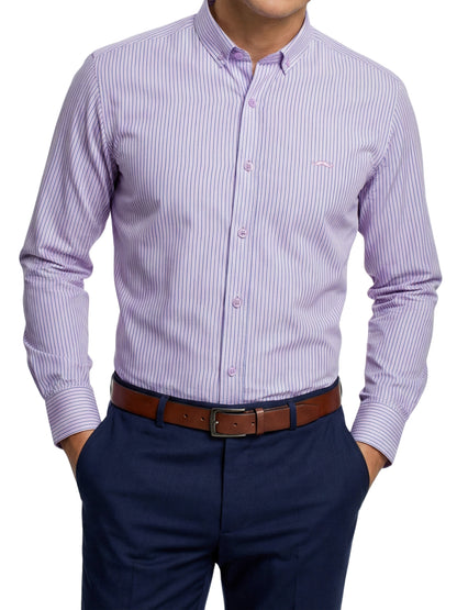 Camisa slim fit - Rayas púrpura