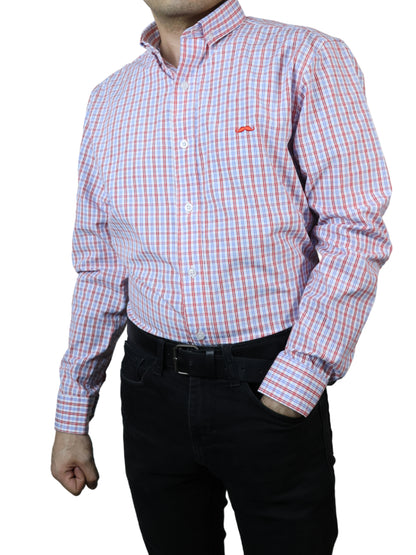 Camisa slim fit - Cuadrilla rojo y azul