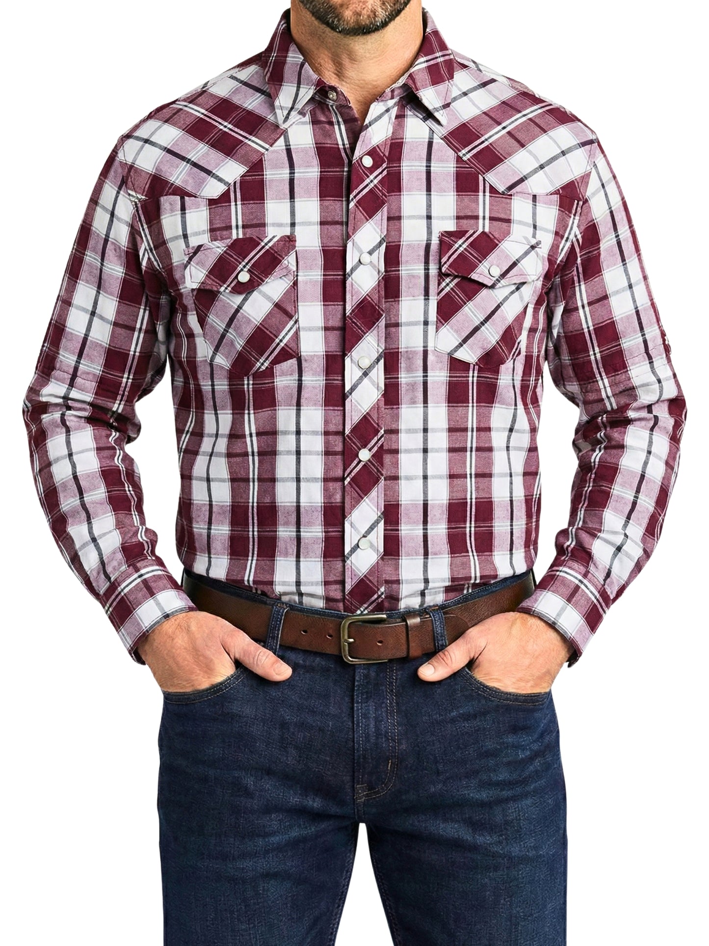 Camisa Vaquera Slim Fit  - Cuadro rojo