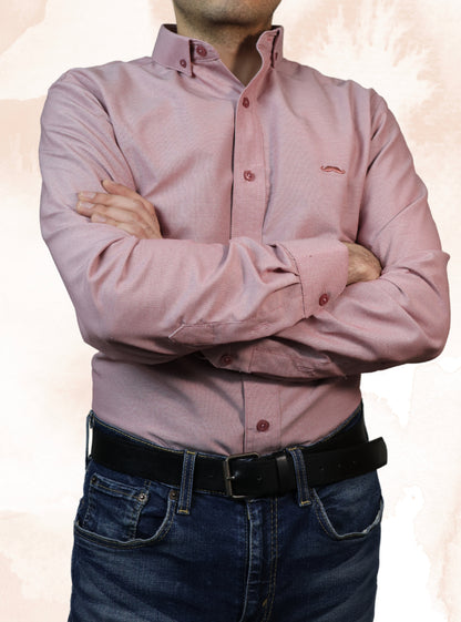 Camisa slim fit - Guinda liso