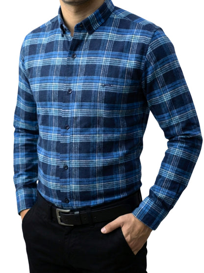 Camisa de franela slim fit - Cuadro Azul 2