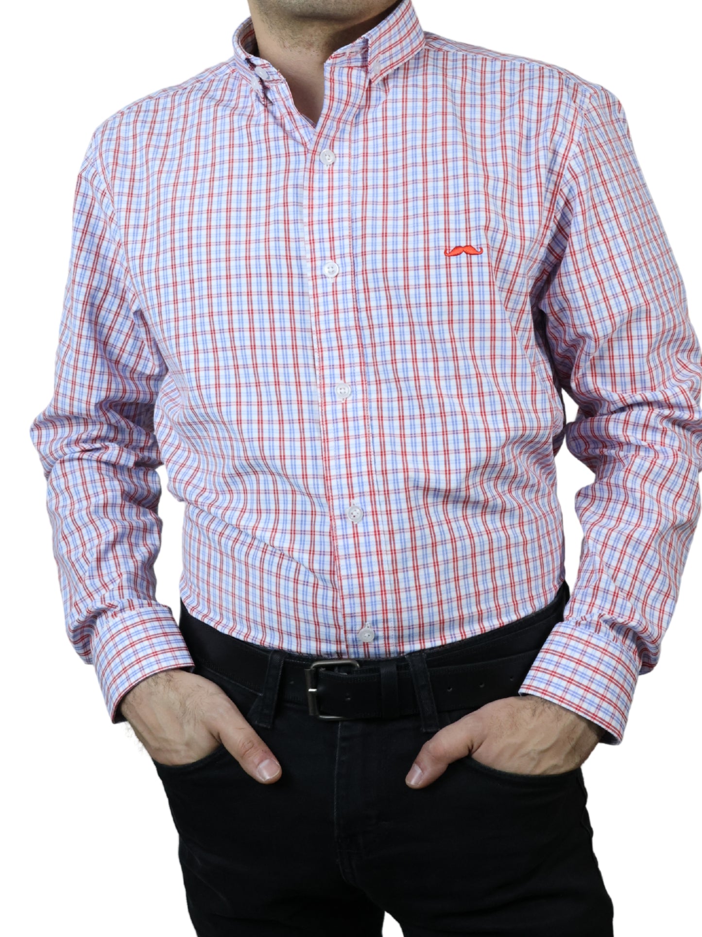 Camisa slim fit - Cuadrilla rojo y azul