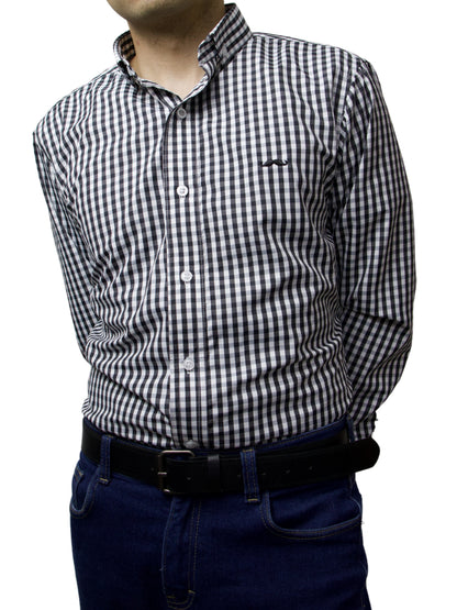 Camisa slim fit - Cuadro negro
