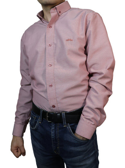 Camisa slim fit - Guinda liso