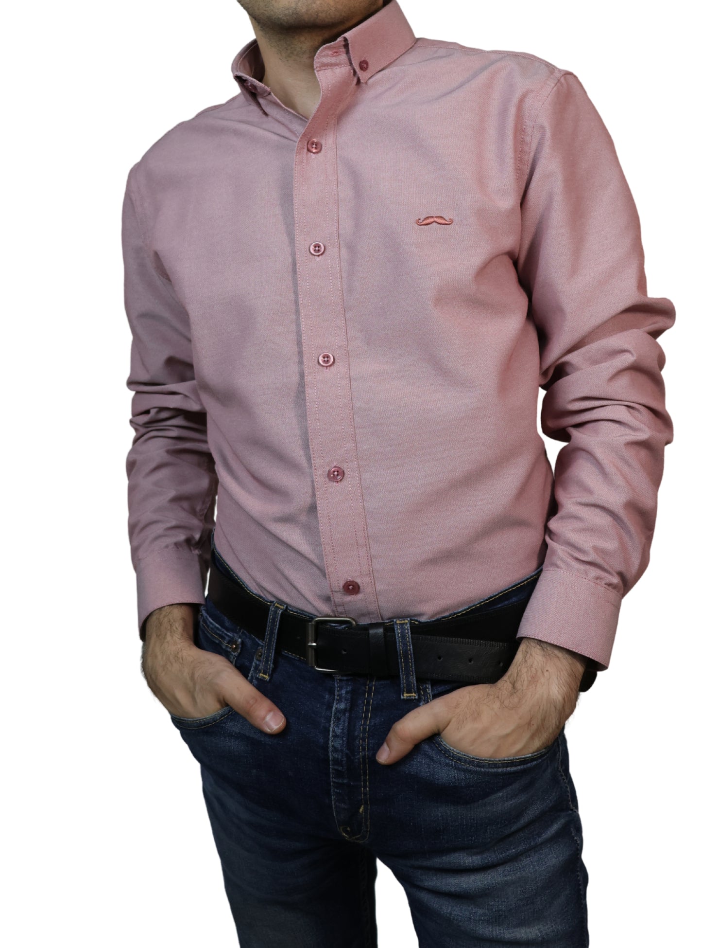 Camisa slim fit - Guinda liso