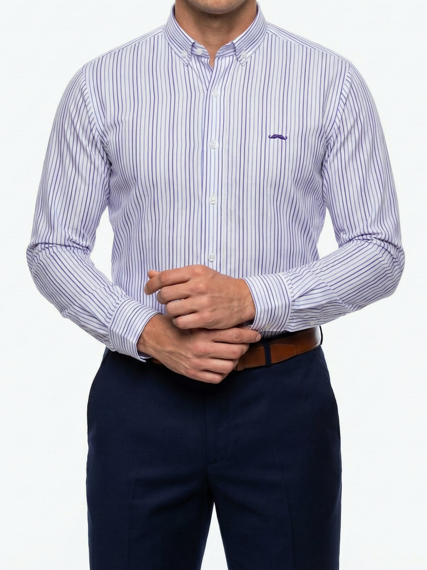 Camisa slim fit - Rayas azul