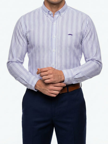 Camisa slim fit - Rayas azul