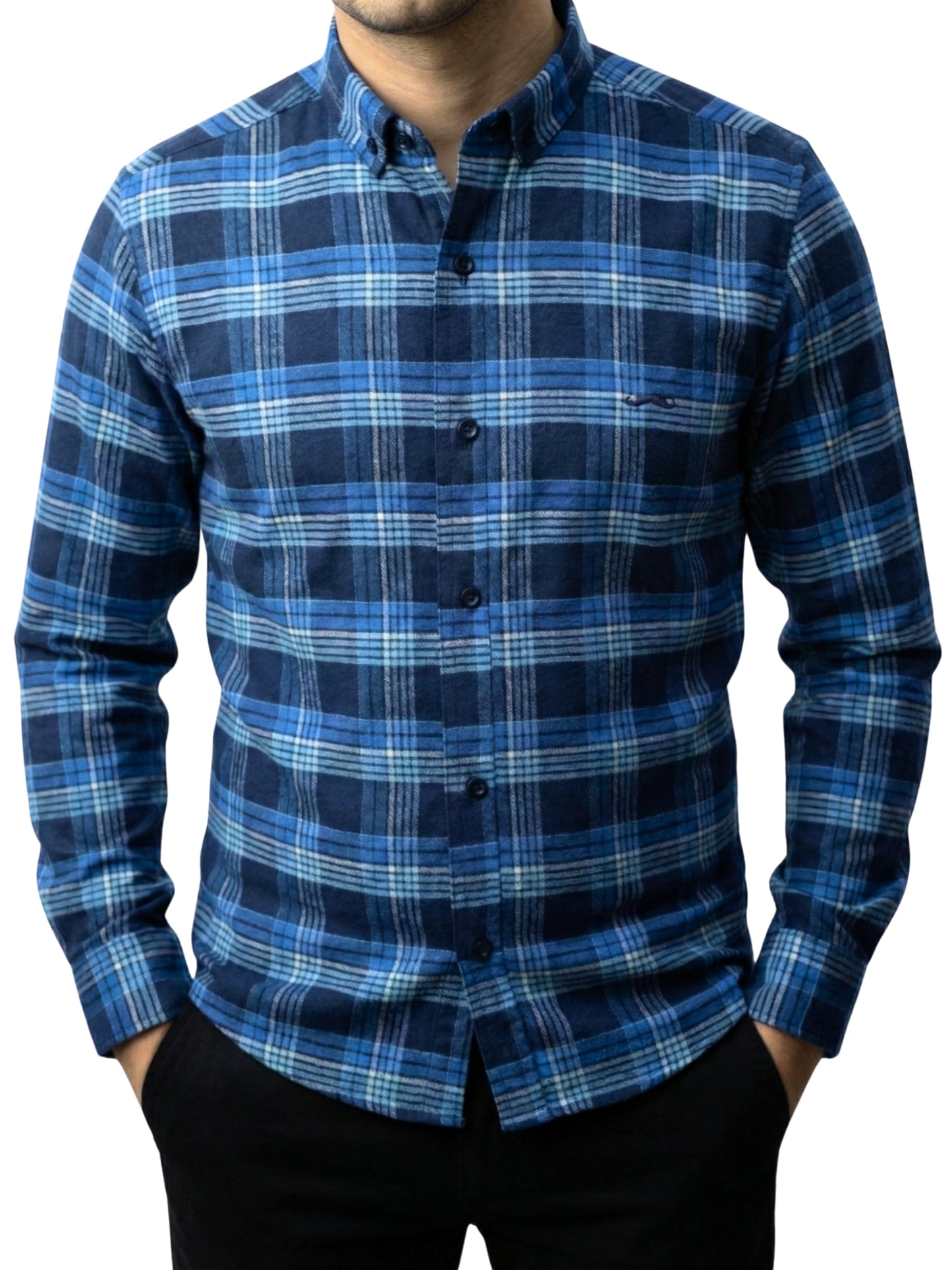 Camisa de franela slim fit - Cuadro Azul 2