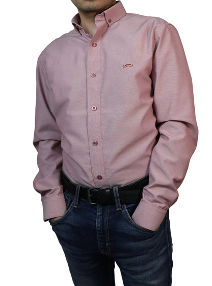 Camisa slim fit - Guinda liso