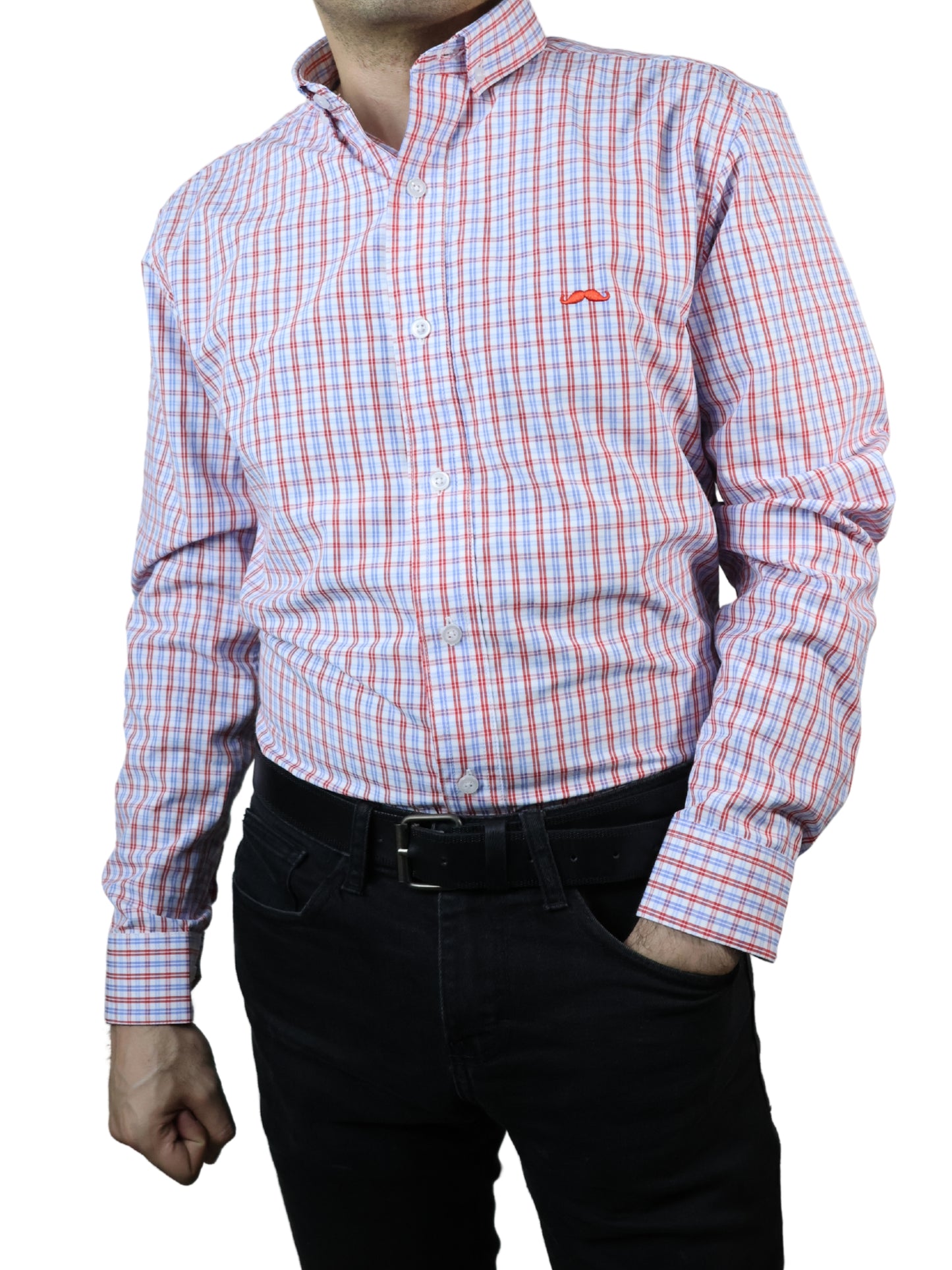 Camisa slim fit - Cuadrilla rojo y azul