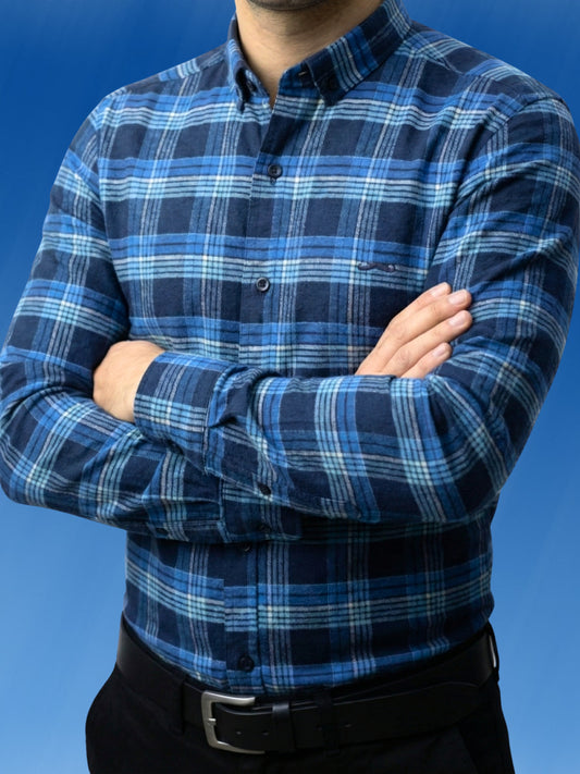Camisa de franela slim fit - Cuadro Azul 2