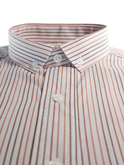 Camisa slim fit - Rayas café