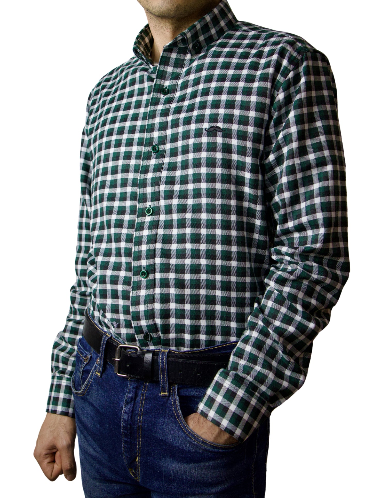 Camisa slim fit - Cuadro verde