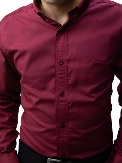 Camisa slim fit - Vino liso