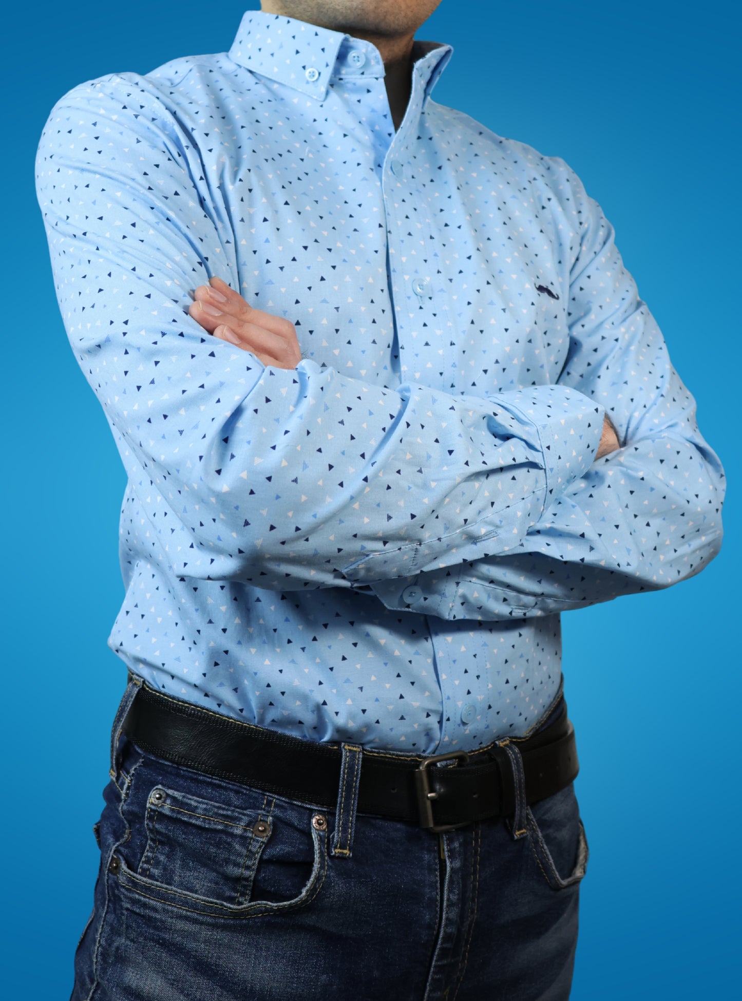 Camisa slim fit - Azul geométrico