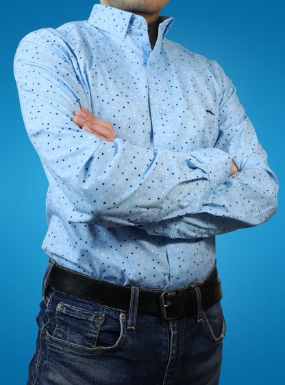 Camisa slim fit - Azul geométrico