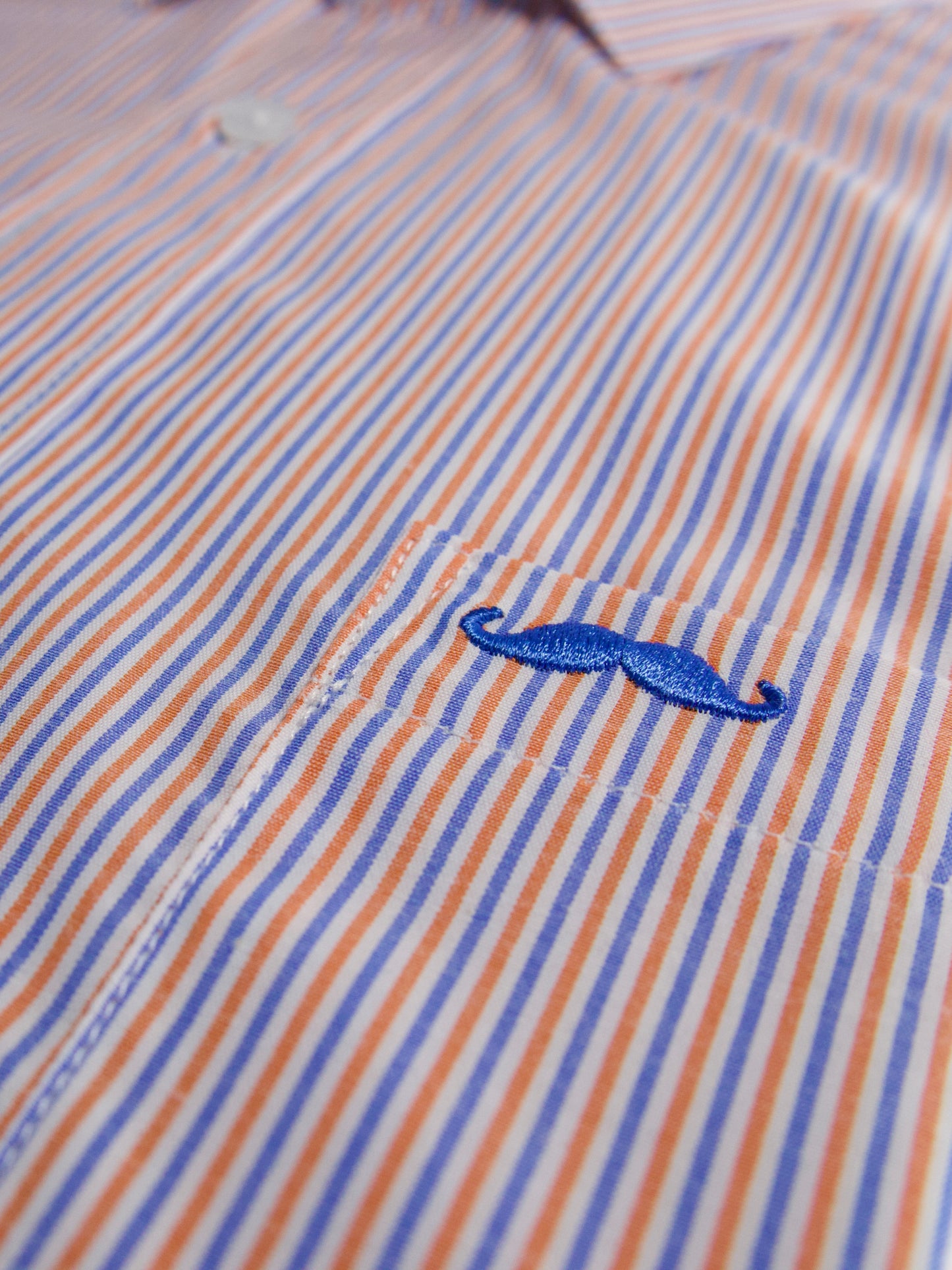 Camisa corte regular - Rayas azul y naranja