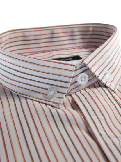 Camisa slim fit - Rayas café