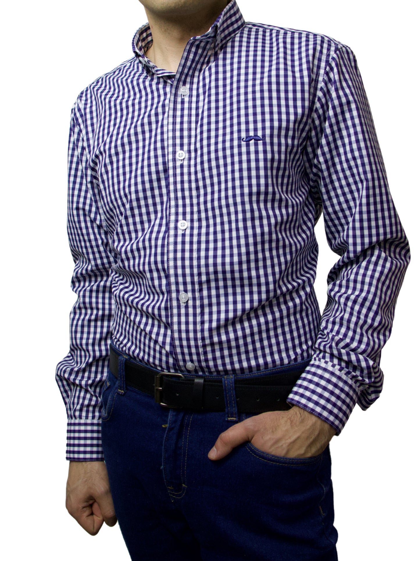 Camisa slim fit - Cuadro marino