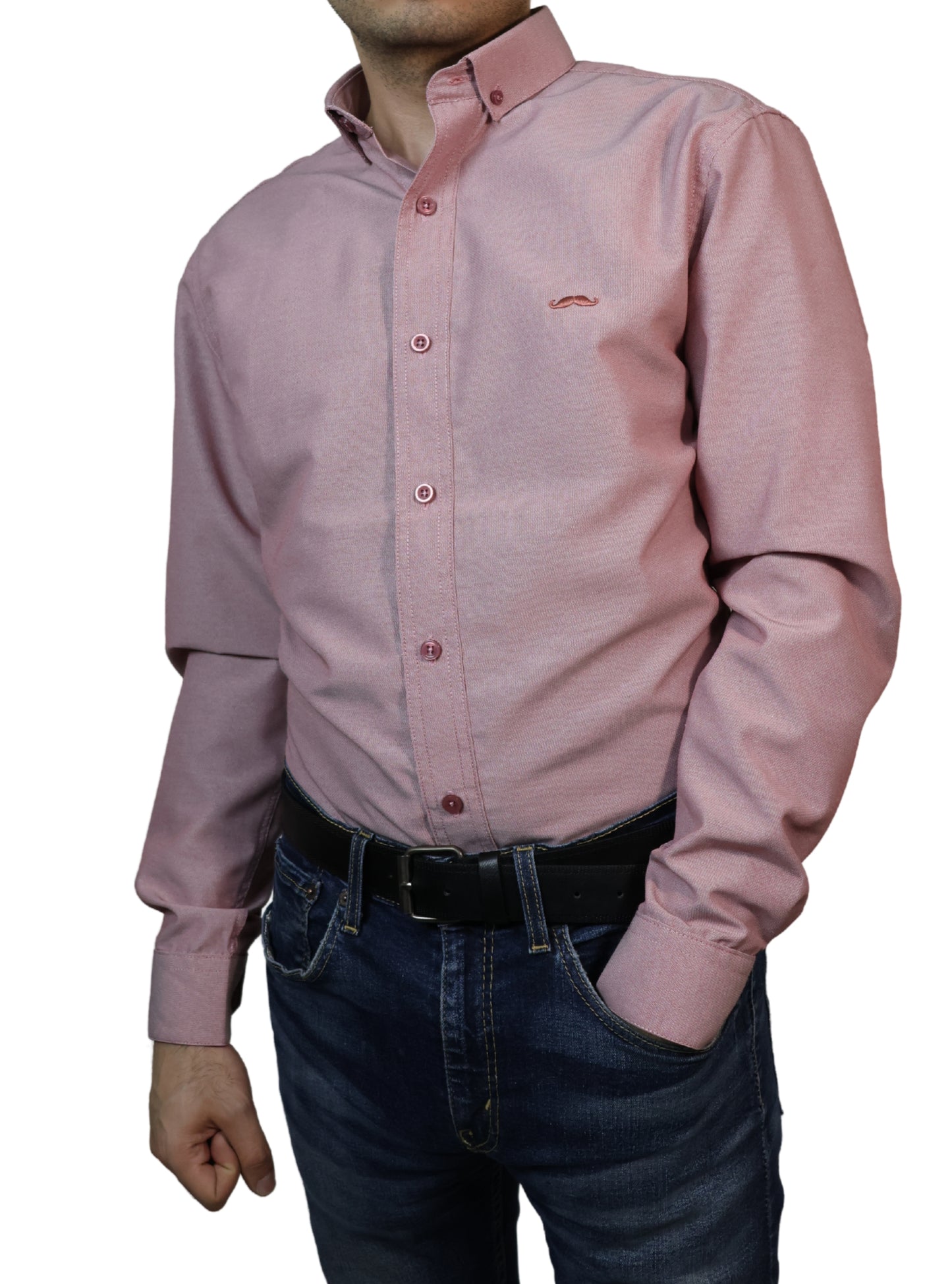 Camisa slim fit - Guinda liso