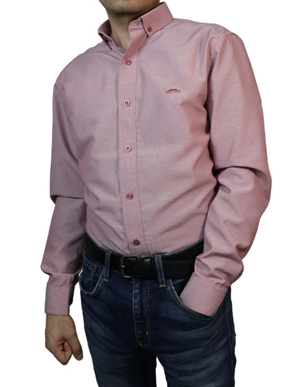 Camisa slim fit - Guinda liso