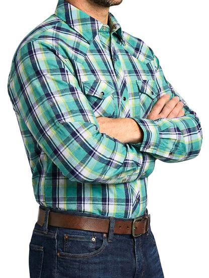 Camisa Vaquera Slim Fit  - Cuadro verde