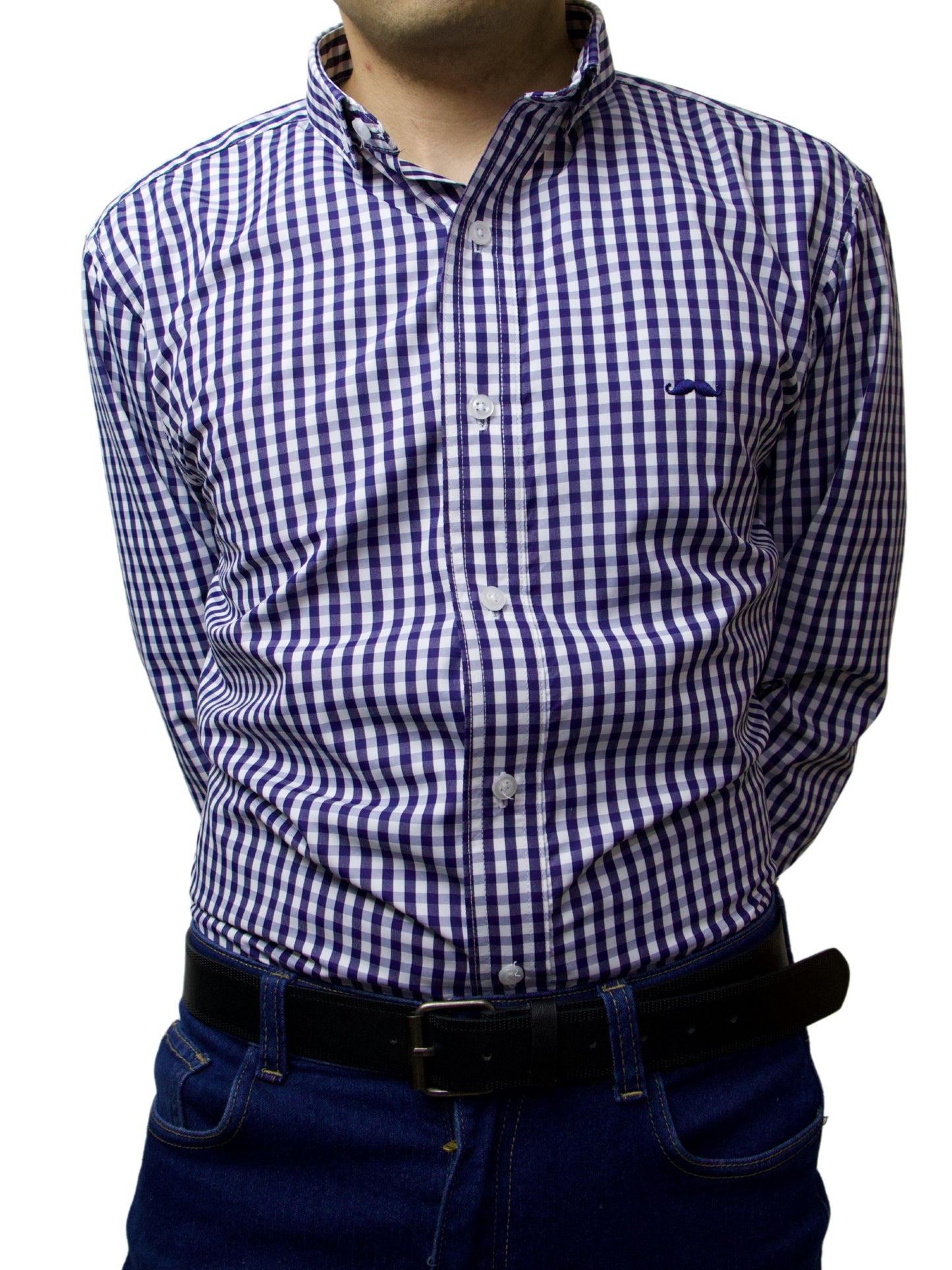 Camisa slim fit - Cuadro marino