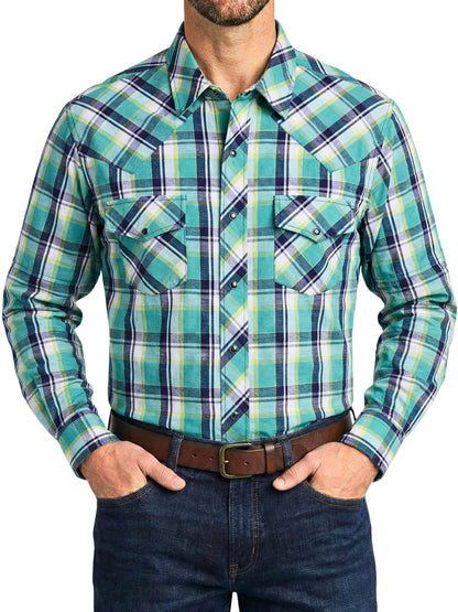 Camisa Vaquera Slim Fit  - Cuadro verde