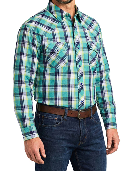 Camisa Vaquera Slim Fit  - Cuadro verde