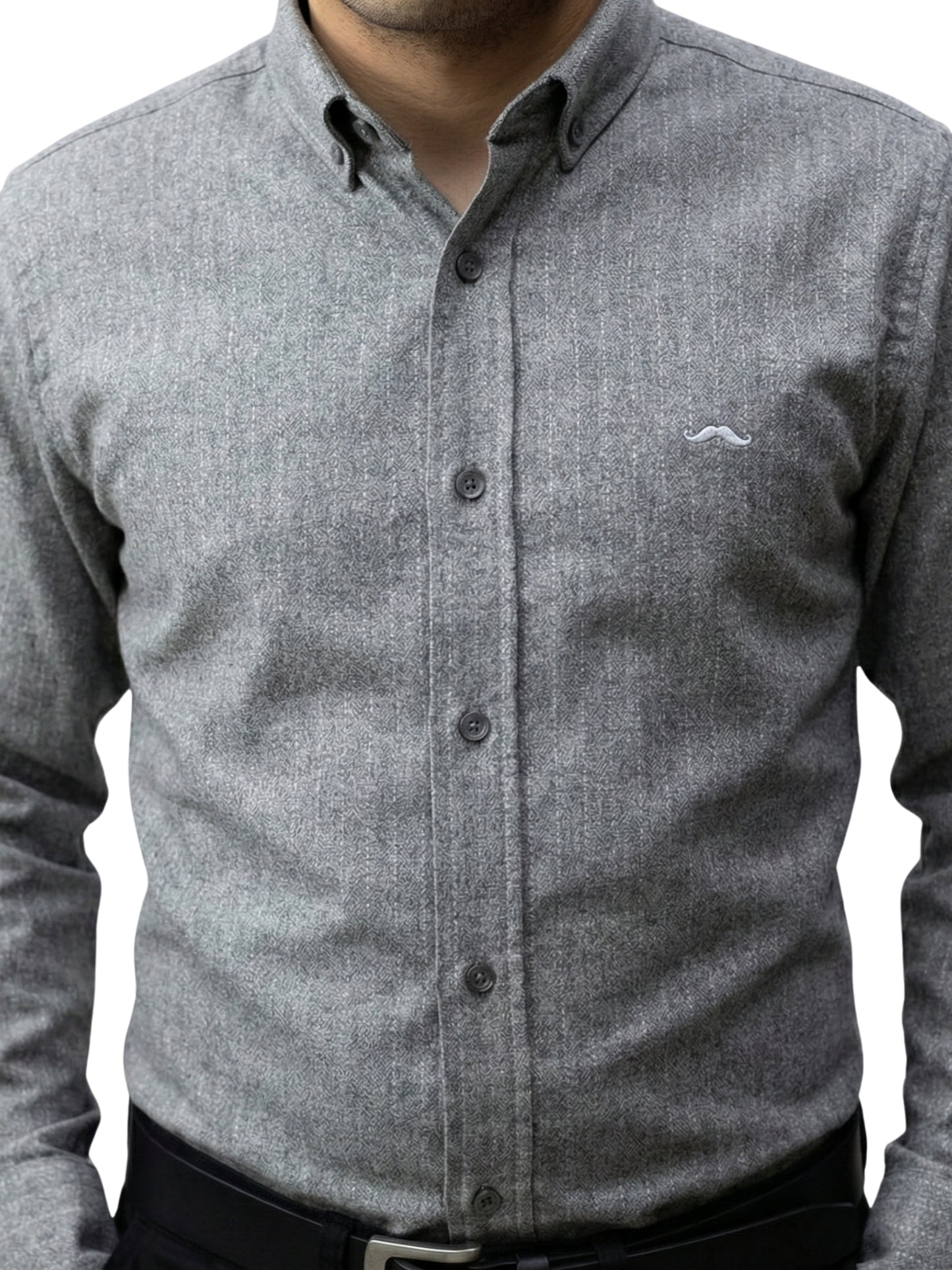 Camisa de lana slim fit - Gris rayas
