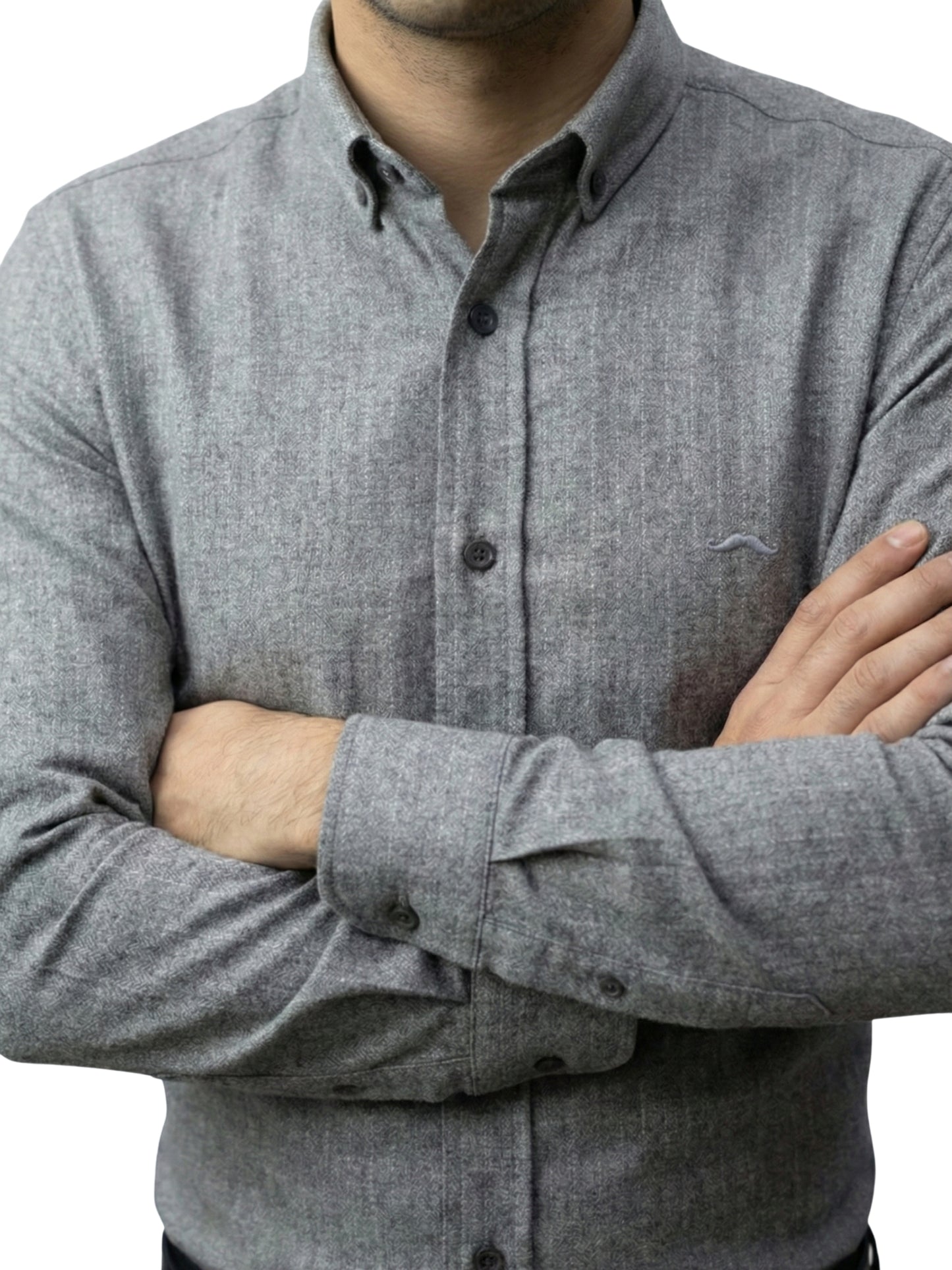 Camisa de lana slim fit - Gris rayas